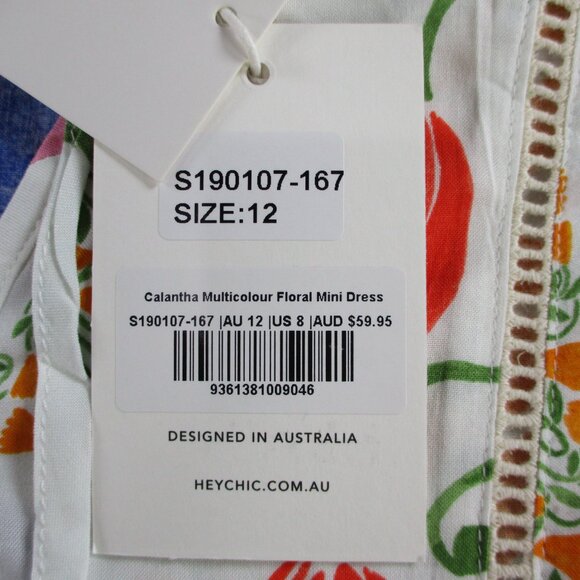 HeyChic Calantha Multicolour Floral Mini Dress Womens AU 12 US 8 Printed NWT - Picture 5 of 11
